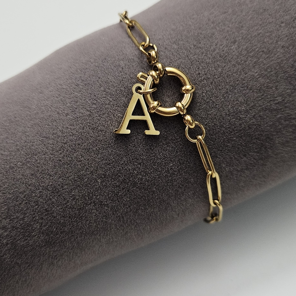 Paper Clip Initial Charm Bracelet